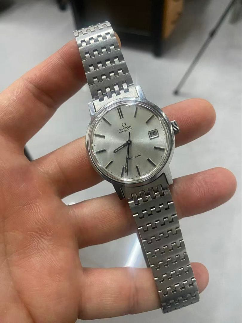 OH済 OMEGAオメガ ジュネーブ シルバー純正ブレス 自動巻き