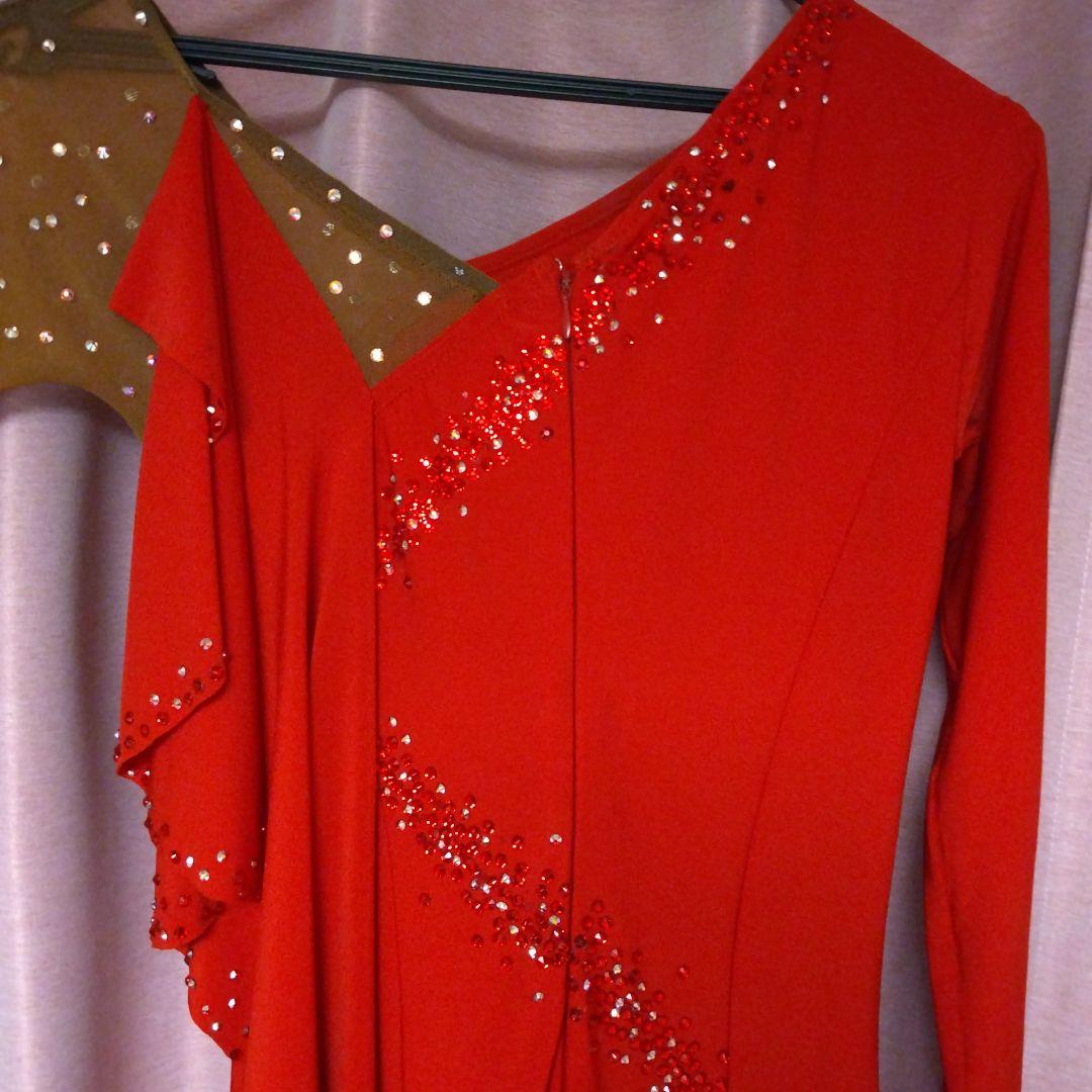 社交ダンス ラテンドレス 赤 サイズM