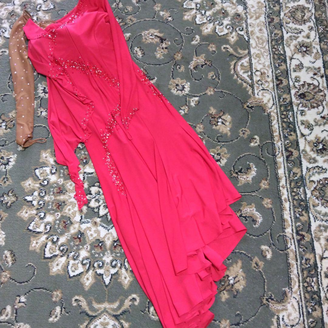 社交ダンス ラテンドレス 赤 サイズM