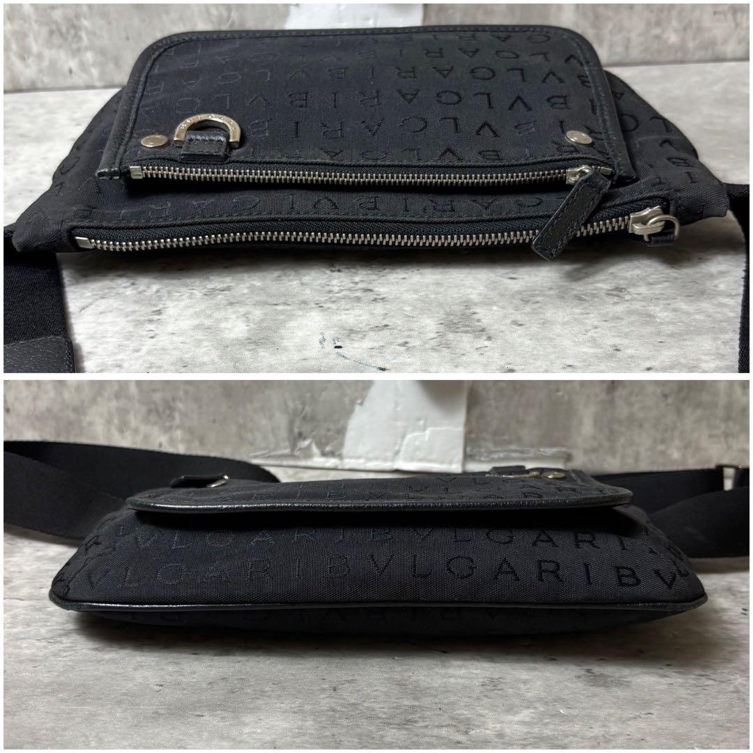 希少 BVLGARI ロゴマニア ボディバッグ 斜め掛け ブラック 黒