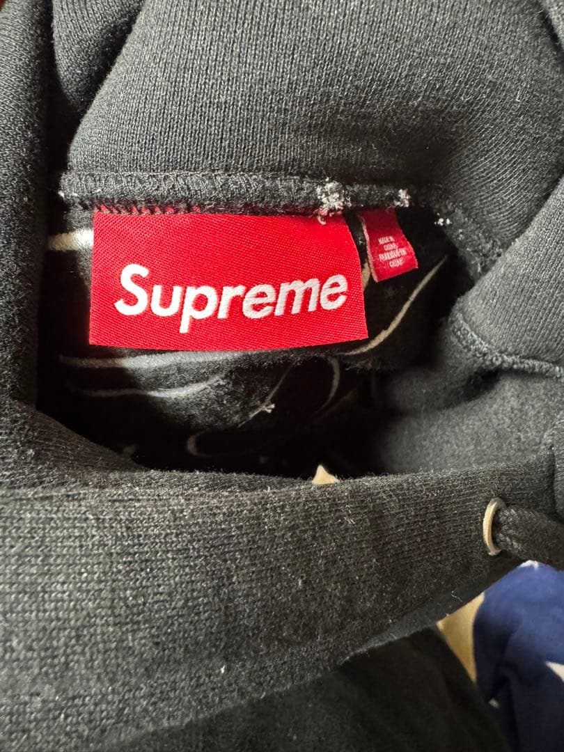 Supreme ブラック ロゴパーカー