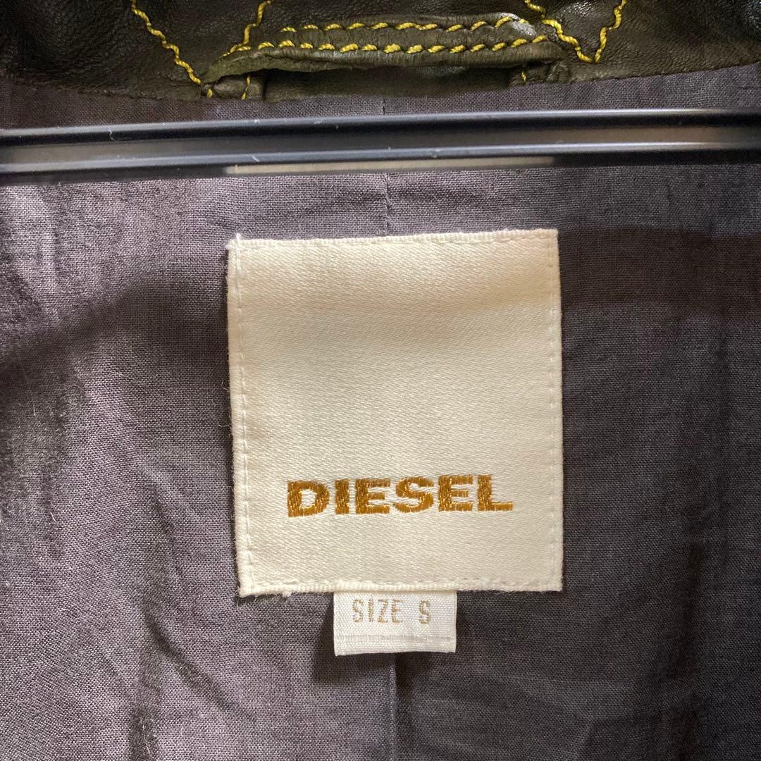 DIESEL ディーゼル 羊革 ラムレザー ライダースジャケット カーキ
