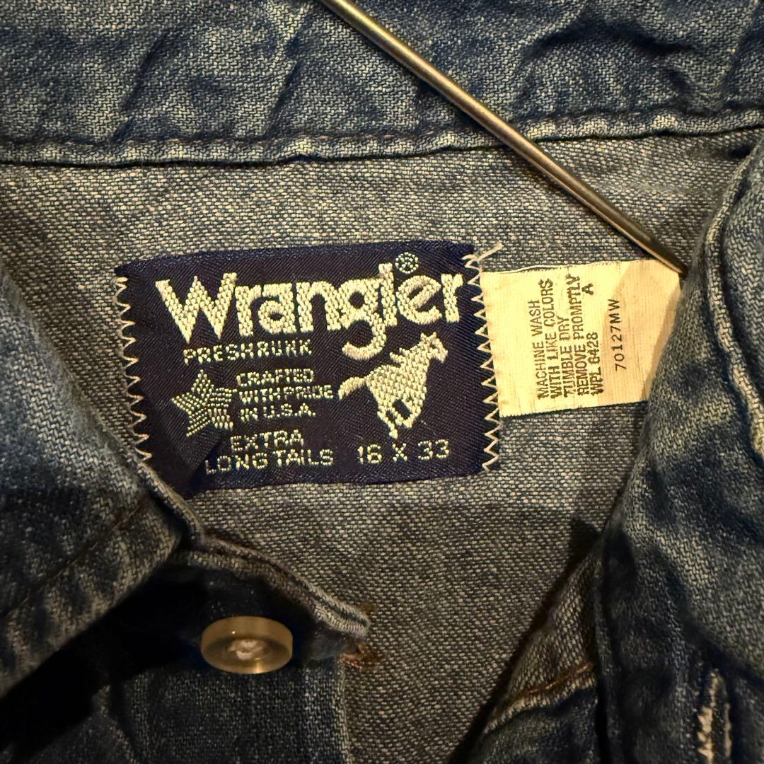 80s USA製 Wrangler 70127MW デニムシャツ ウエスタン