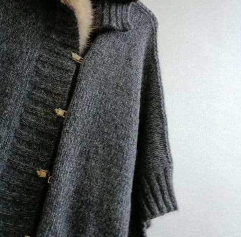 MaxMara　スポーツマックス　ニットコート　gray　襟リアルファー　美品