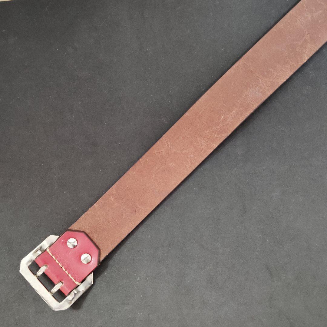 恵比寿屋 EVISE ど根性ベルト ダブルピン レザーベルト RED