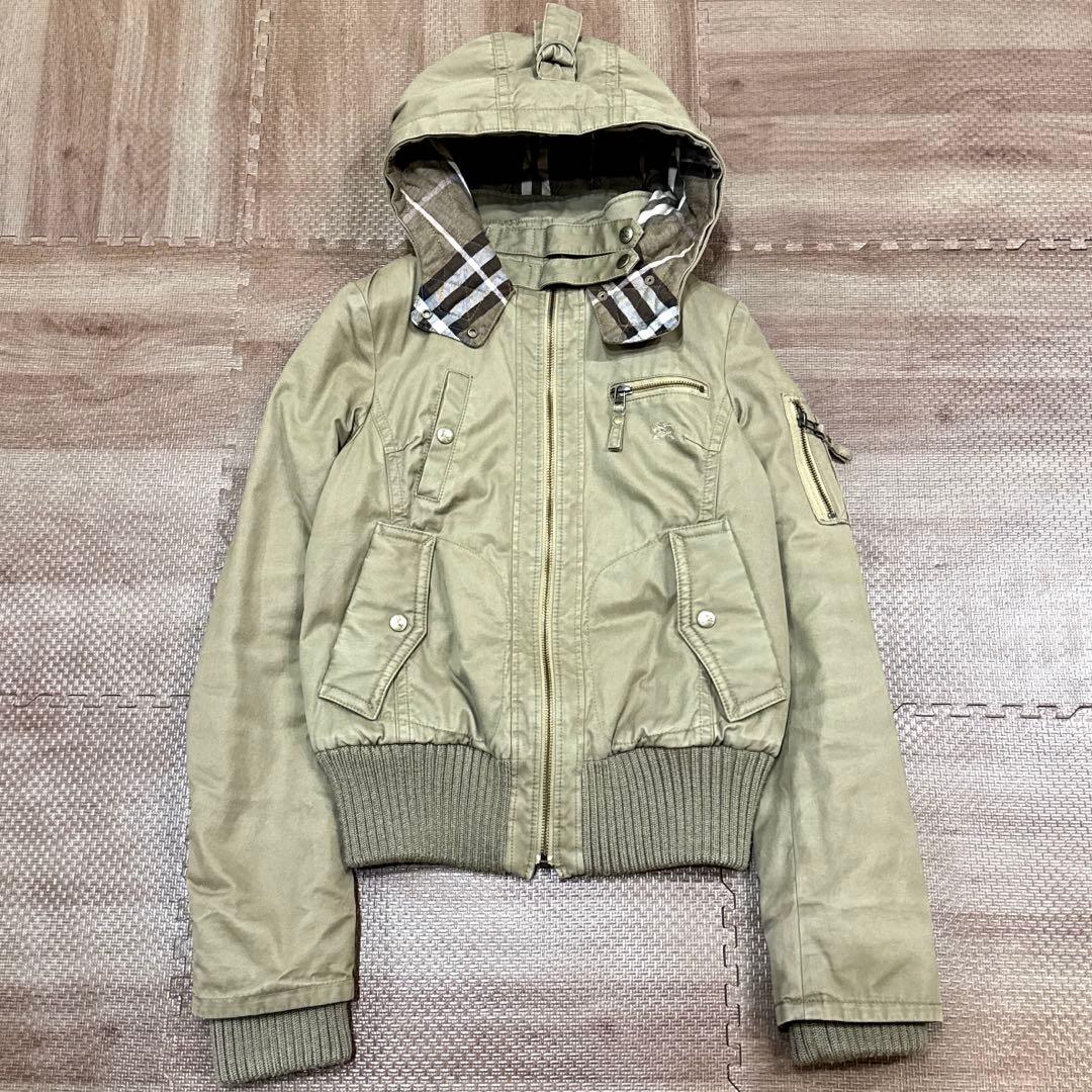 バーバリーブルーレーベル　ミリタリージャケット モッズコート 短丈　N2B 38