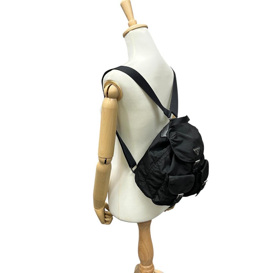 美品 PRADA プラダ リュック バックパック 三角プレート 白タグ 黒