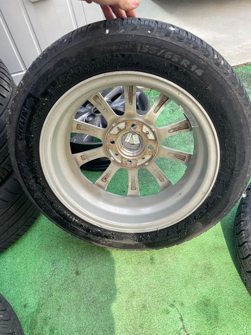 14インチ シルバー 5スポークホイールセット スタッドレス 155/65R14