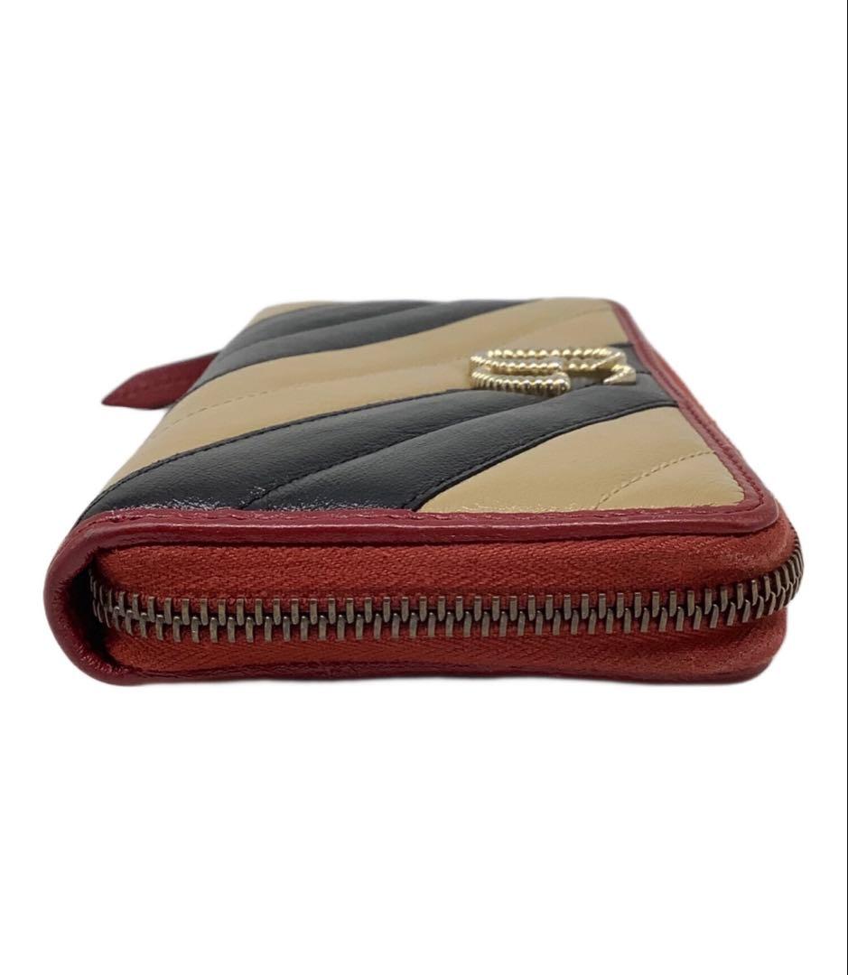 GUCCI レザー長財布 ストライプデザイン