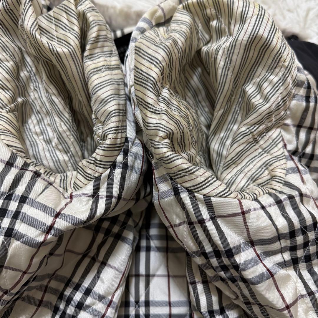 BURBERRY BLACK LABEL ラビットファージャケット　ノバチェック