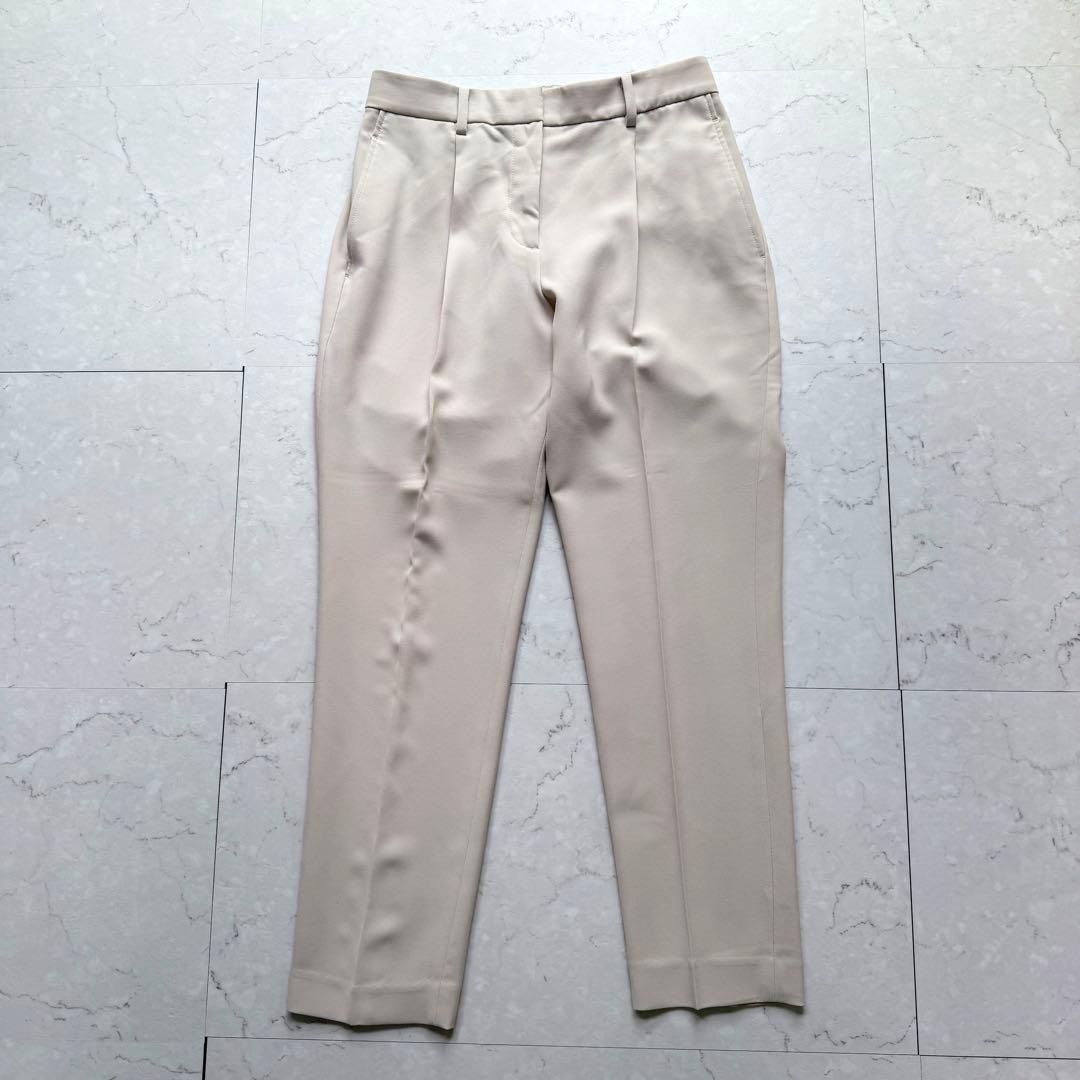 美品 プラステ スーツ セットアップ ノーカラージャケット パンツ S ベージュ