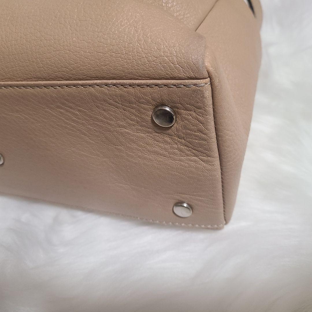 【美品】 土屋鞄 シボ革 レザーハンドバッグ ベージュ 上品 通勤 トート 軽量