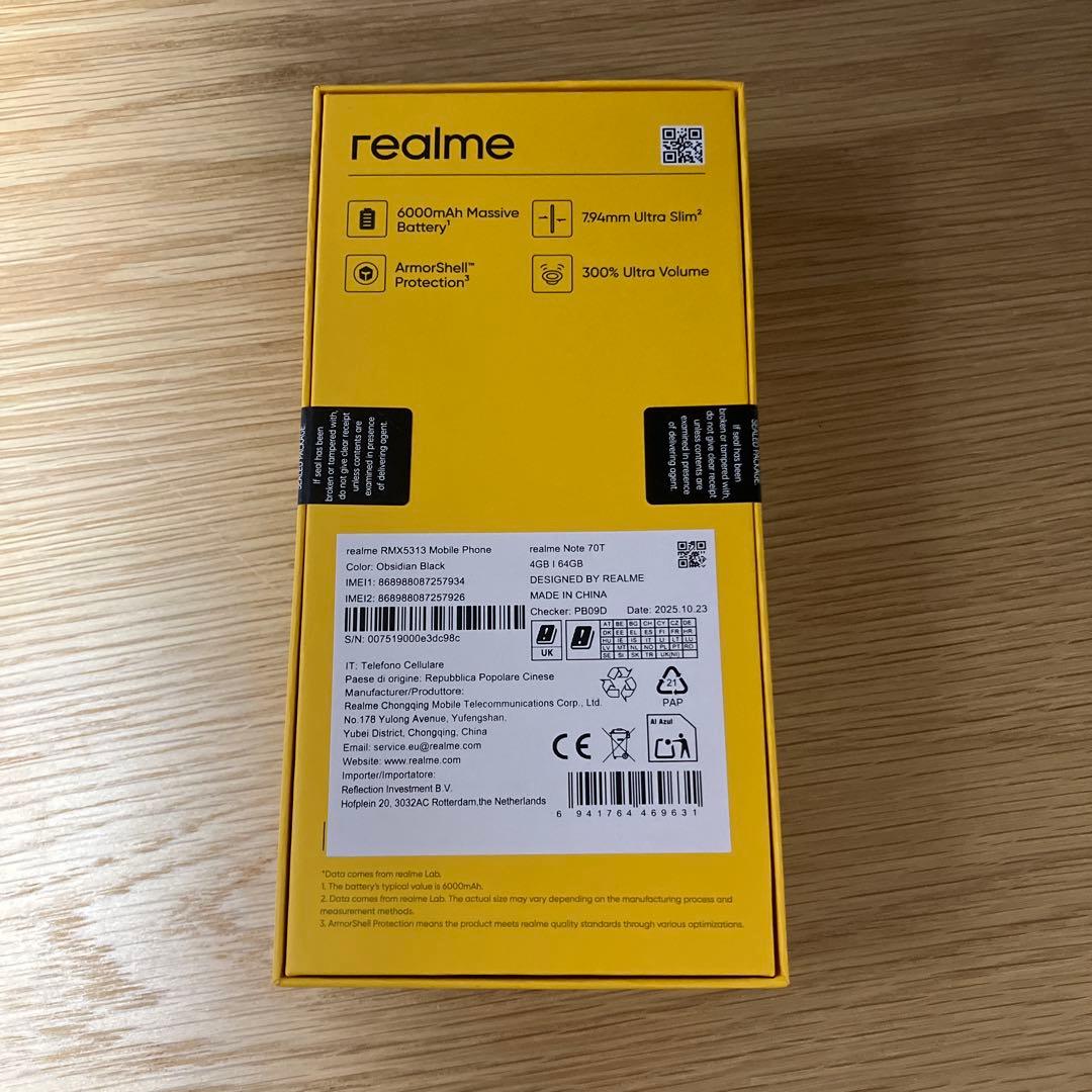 realme Note 70T 4GB/256GB ブラック