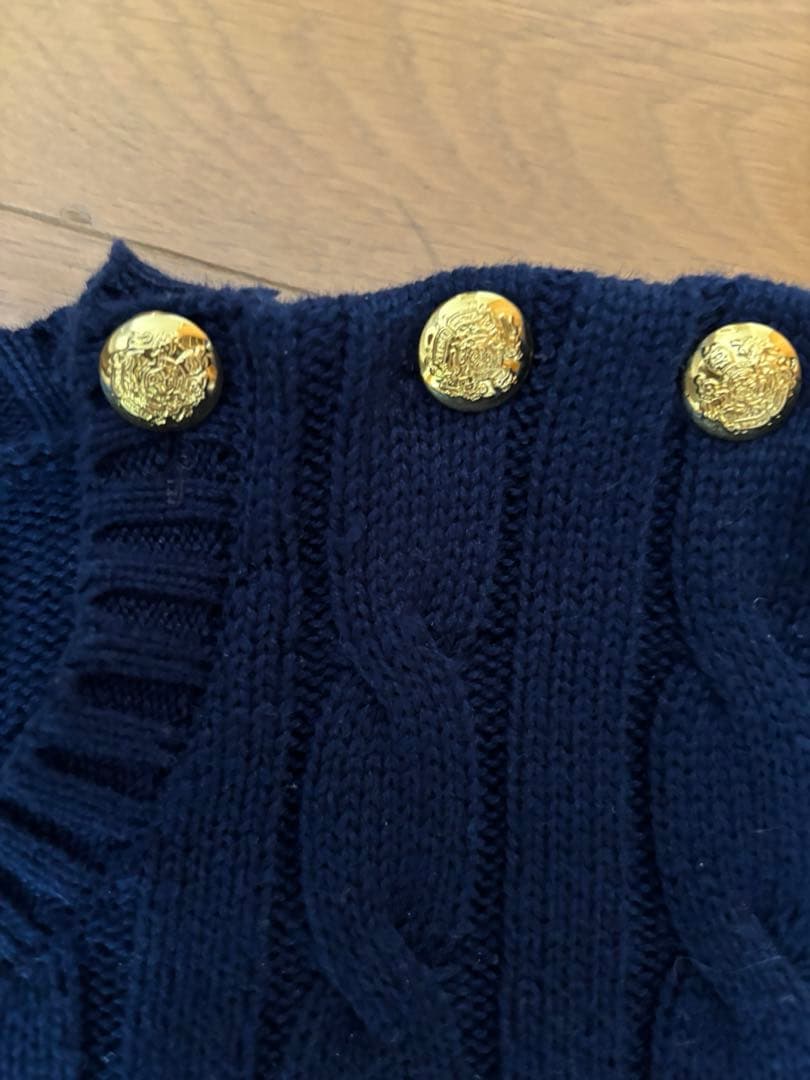 ポロラルフローレン polo ケーブルニット 刺繍 ネイビー