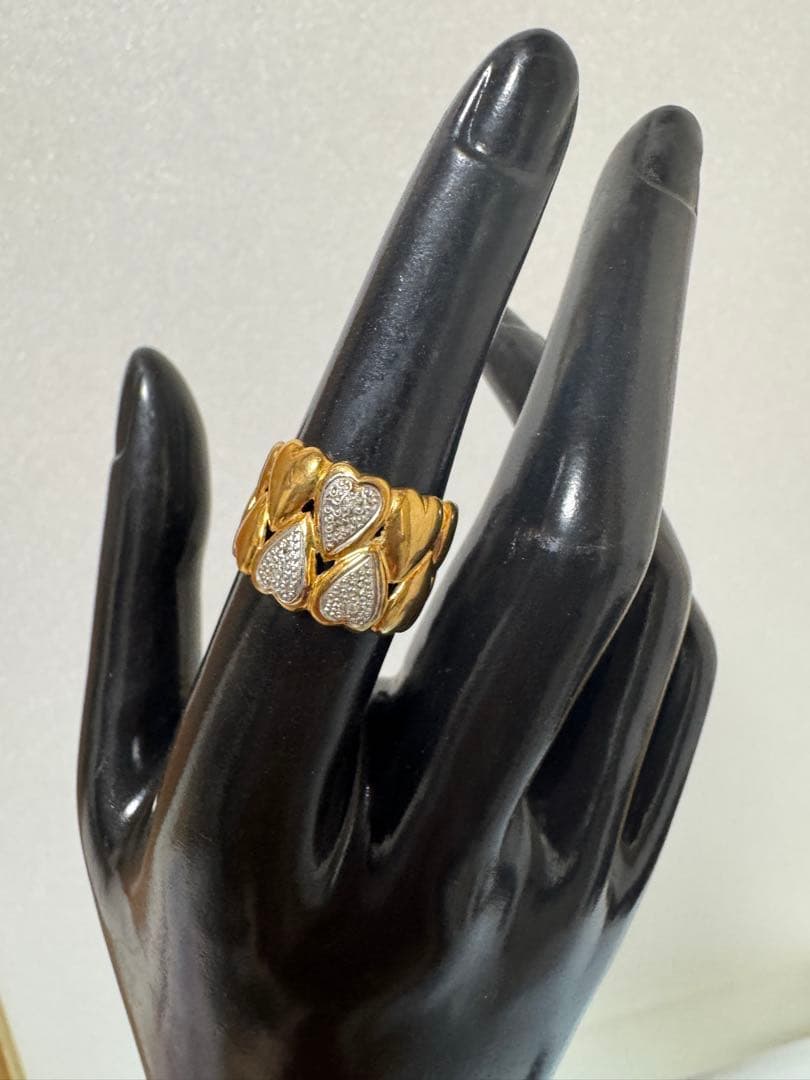 K18 Pt900 ハートデザインリング 重さ5.14g 12号 指輪 刻印