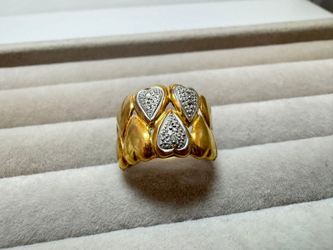 K18 Pt900 ハートデザインリング 重さ5.14g 12号 指輪 刻印