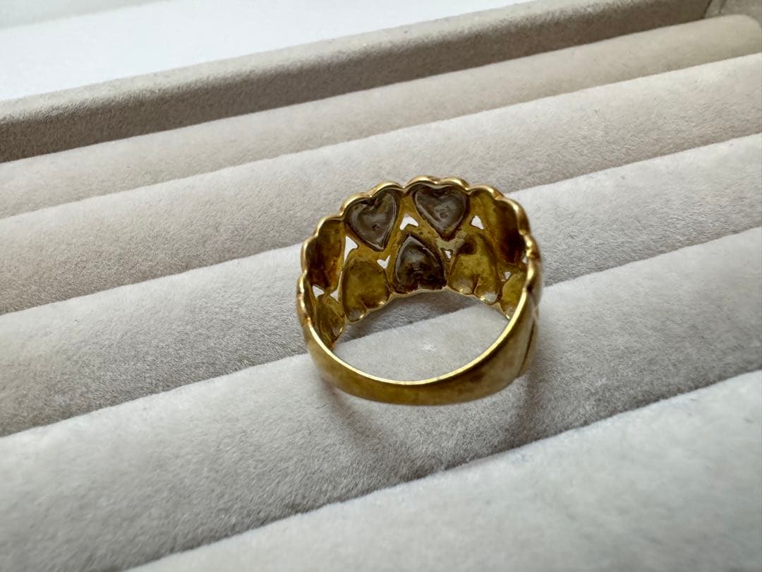 K18 Pt900 ハートデザインリング 重さ5.14g 12号 指輪 刻印