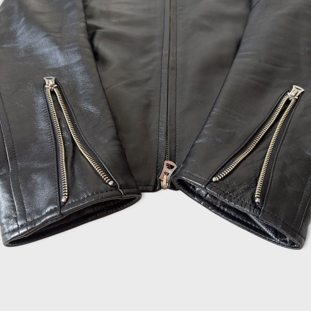 美品 ナノユニバース 羊革 シングルライダース キルティング レザージャケット