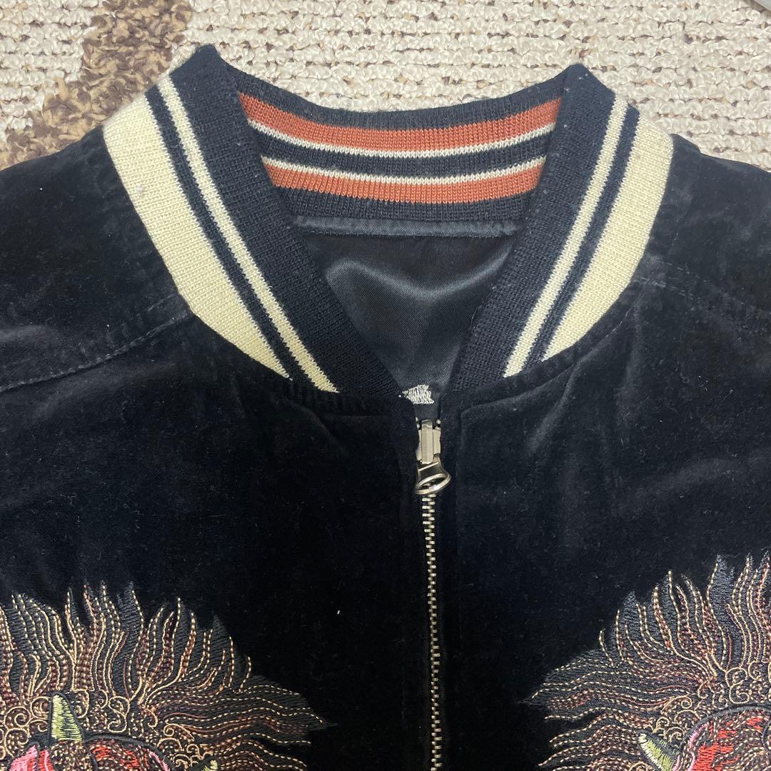 爆裂爛漫娘 スカジャン 別珍 ベロア リバーシブル 刺繍 ブラック