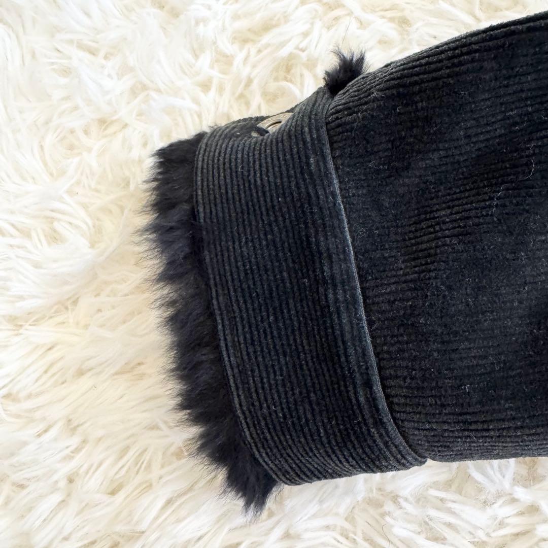 バーバリーブラックレーベル　ラビットファー　コーデュロイジャケット　黒　チェック