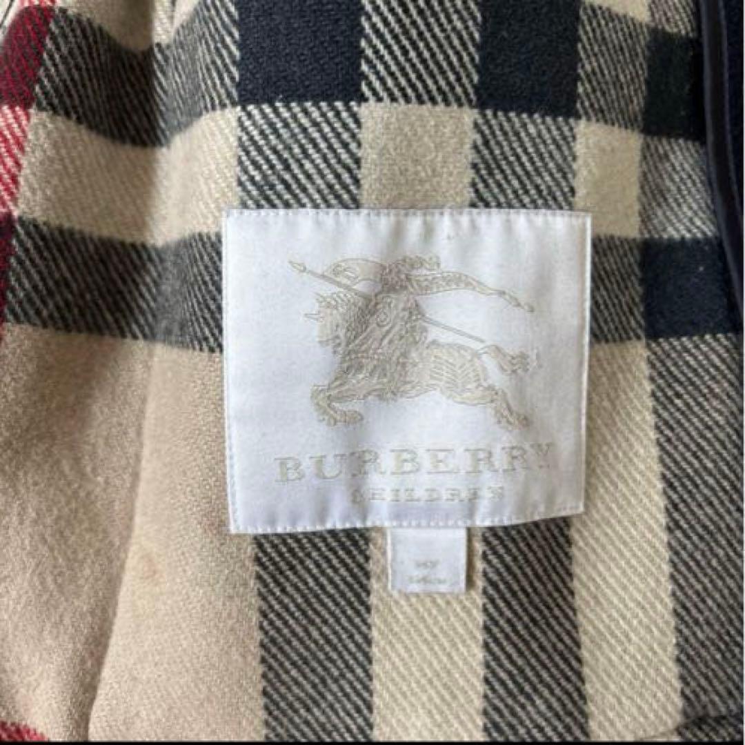 【2way✨】バーバリー　ダッフルコート　メガチェック　トグル　レザー　ネイビー