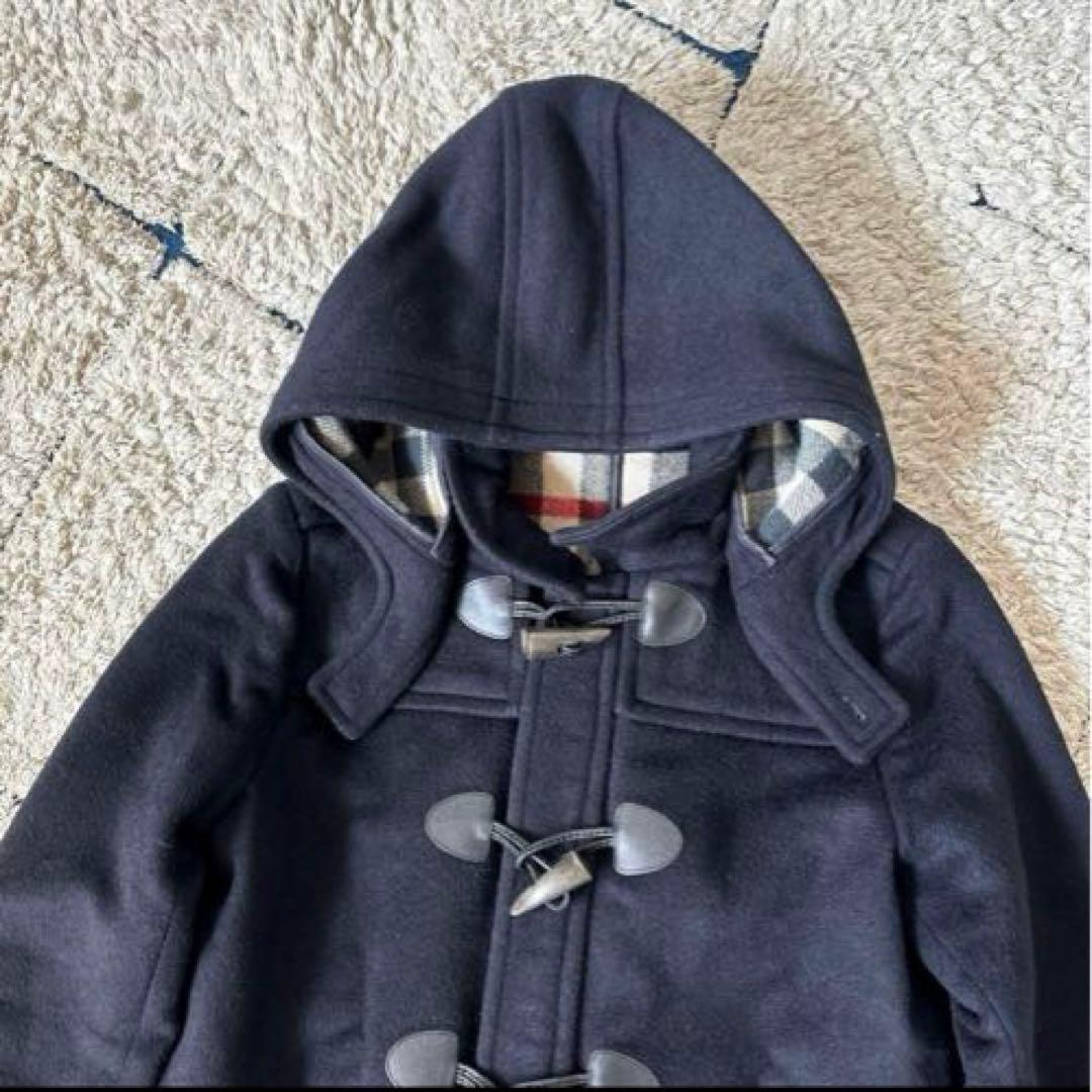 【2way✨】バーバリー　ダッフルコート　メガチェック　トグル　レザー　ネイビー