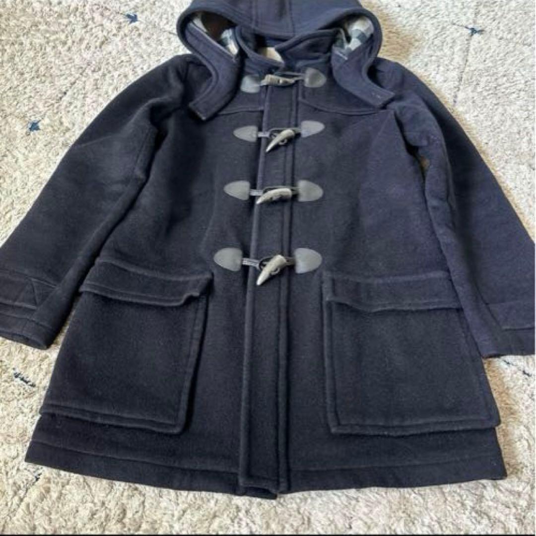 【2way✨】バーバリー　ダッフルコート　メガチェック　トグル　レザー　ネイビー