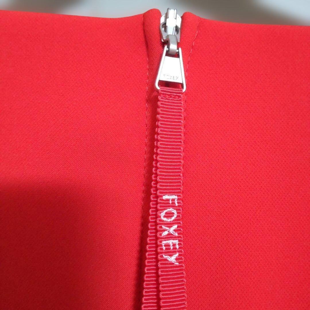 FOXEY レッド 七分袖ワンピース 38新品未使用アウトレットパック福袋
