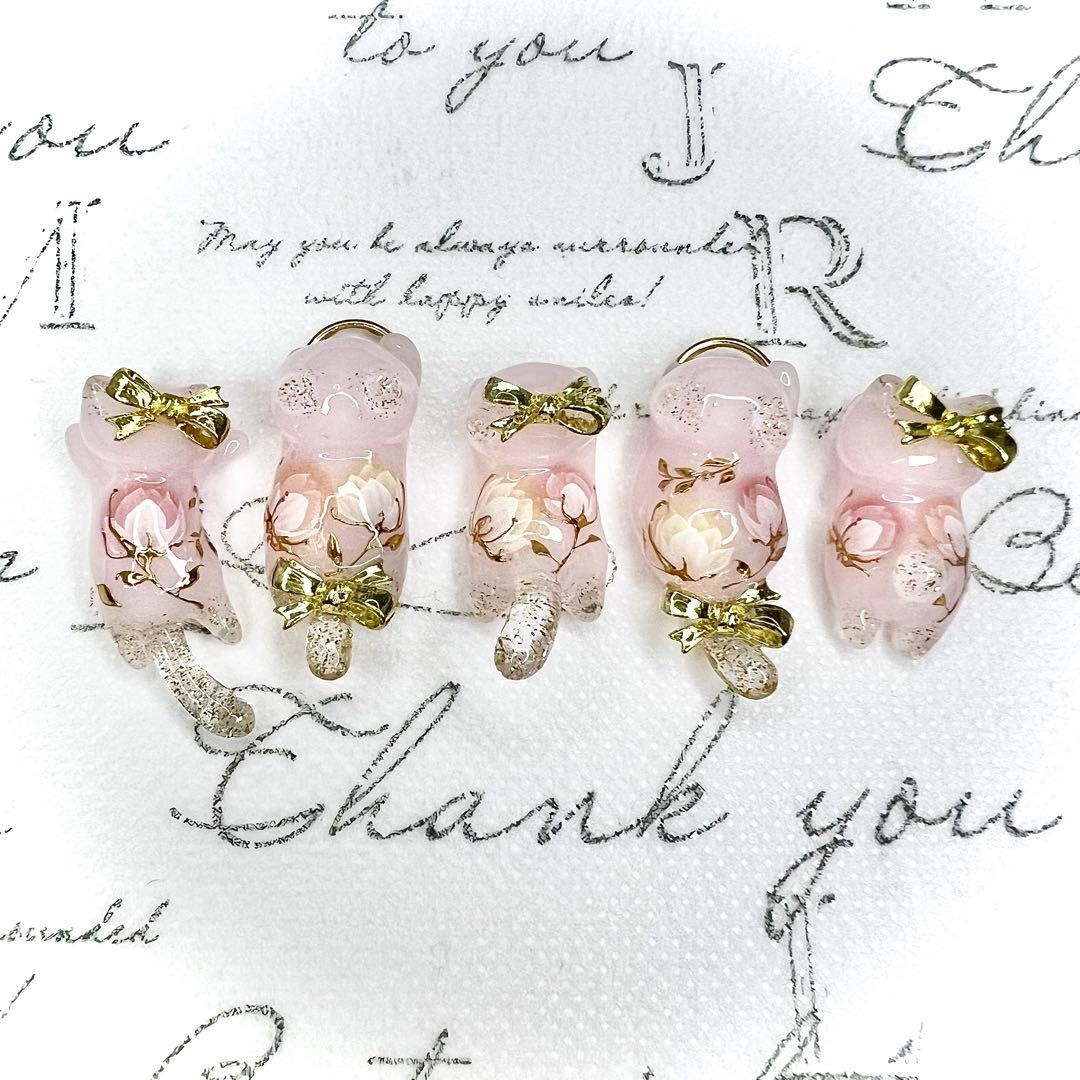 リクエスト専用　青いお花　氷　猫　5個セット