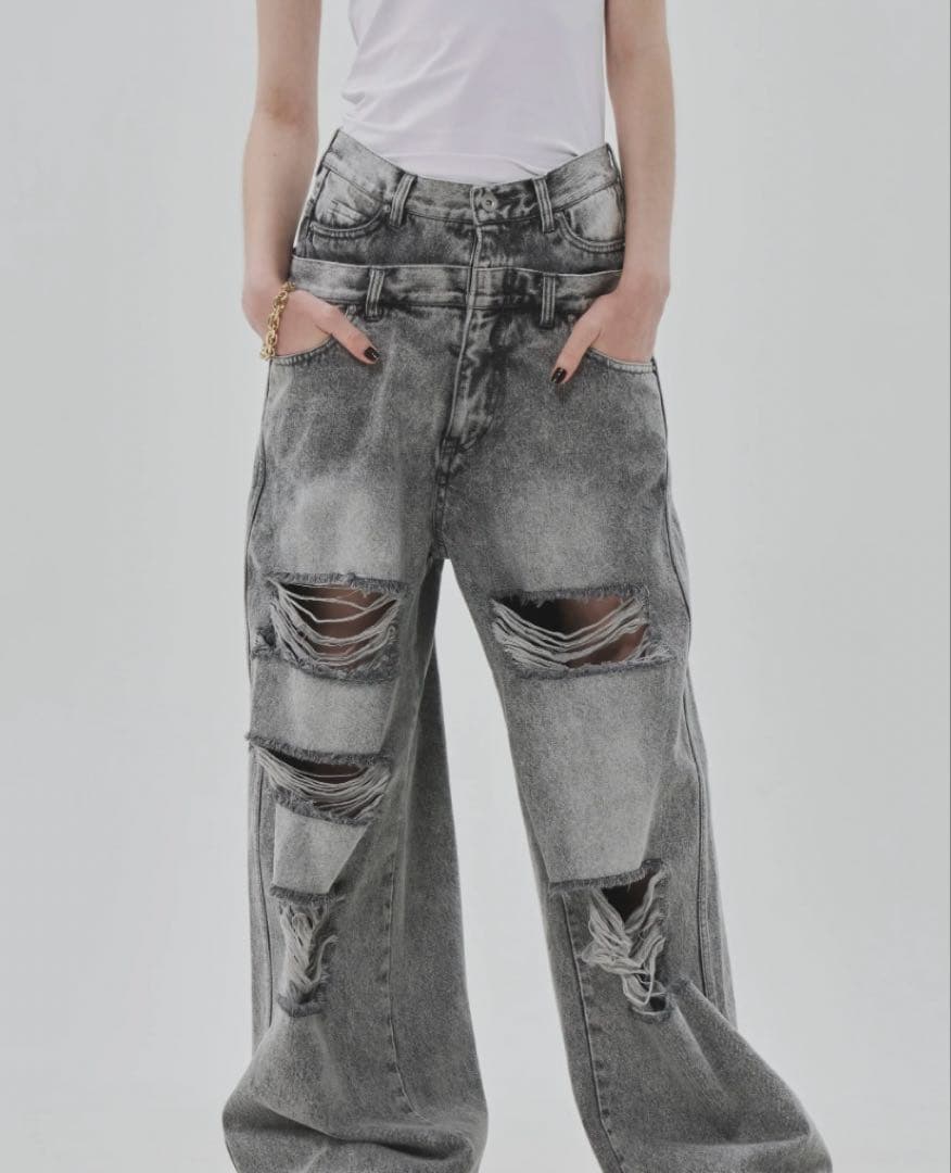 パンツ THETOE Lexington Double Belt Denim Pants