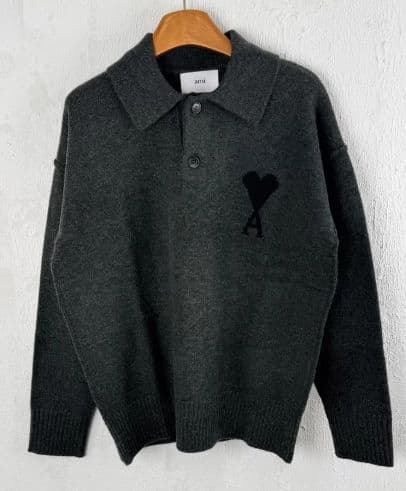 AMI PARIS ハート刺繍 セーター 男女兼用 秋冬ニット L