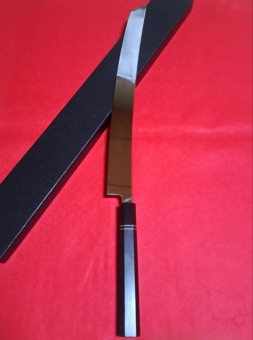 上*村様 VG10 本焼 先丸 柳刃包丁 尺三寸 390mm 鬼反り 全鏡面 黒