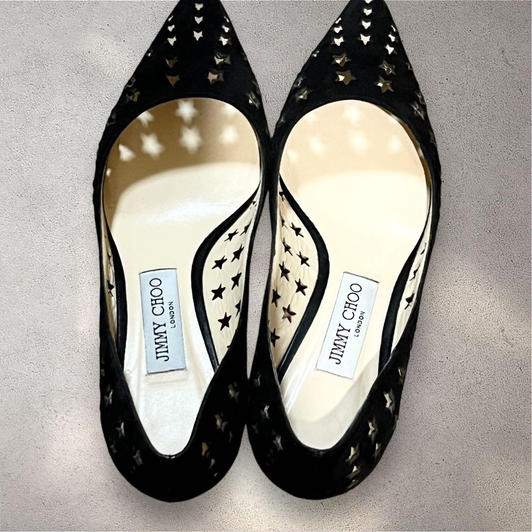 美品✨ ジミーチュウ パンプス ブラック スターパンチング スエード 37