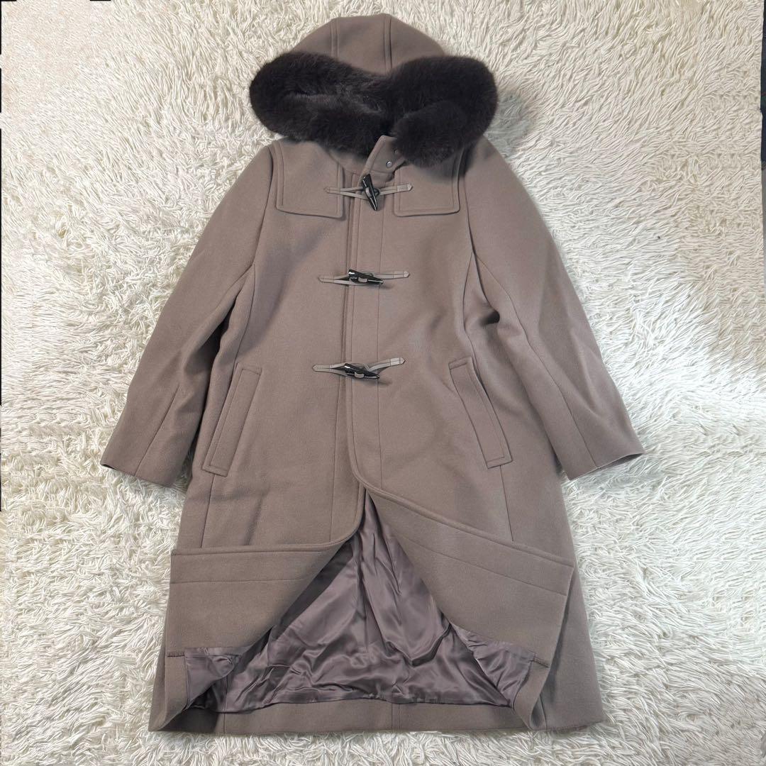 【美品】シップス　カシミヤ混　ロング　ダッフルコート　ファー　フード　38