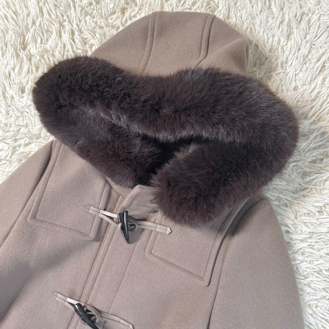 【美品】シップス　カシミヤ混　ロング　ダッフルコート　ファー　フード　38