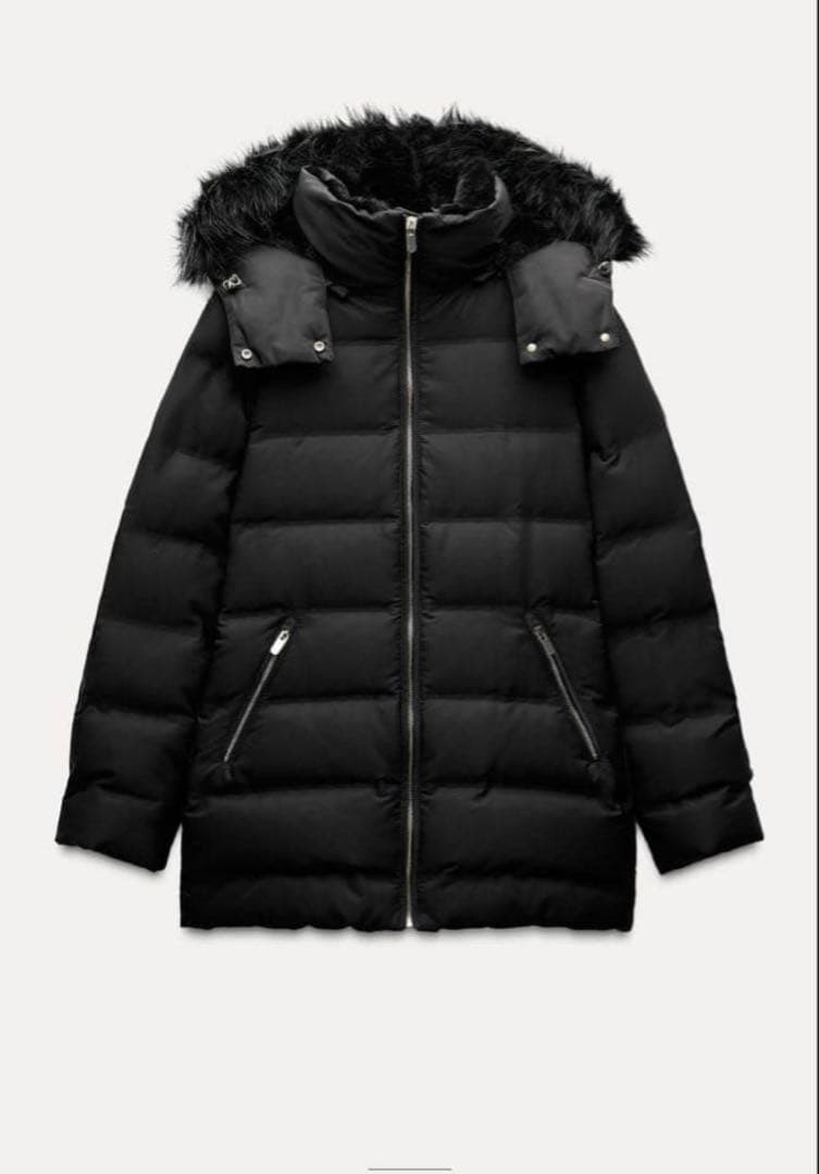 ZARA セミロング丈フード付きダウンジャケット Ｓサイズ