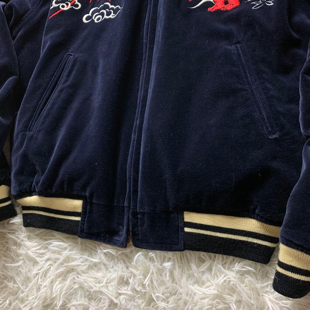 美品■TEDMAN スカジャン リバーシブル 別珍 刺繍 ブラック 40