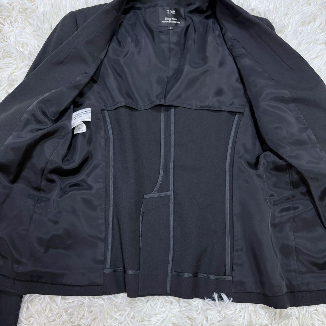 美品 23区 レディース 背抜き ブラック スーツセットアップ ストレッチ M