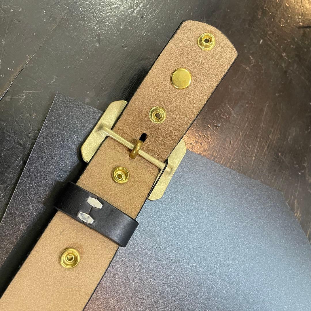 アートブラウン社　クロムエクセルレザー　ギャリソンベルト　茶芯ブラック　W３２