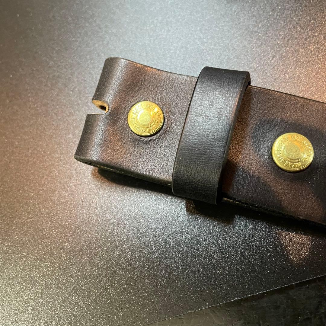 アートブラウン社　クロムエクセルレザー　ギャリソンベルト　茶芯ブラック　W３２