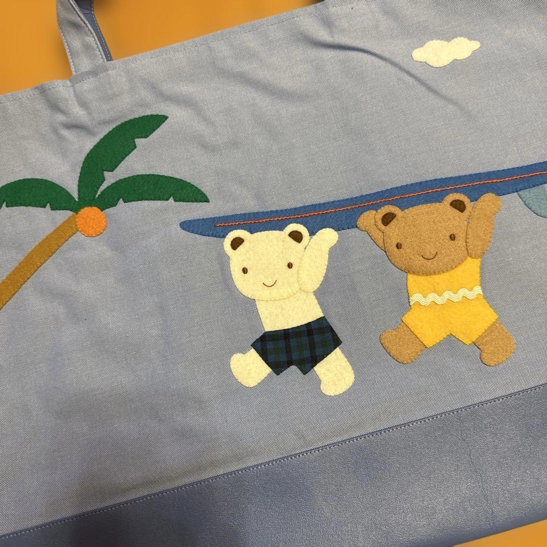familiar クマの刺繍トートバッグ 大きめ