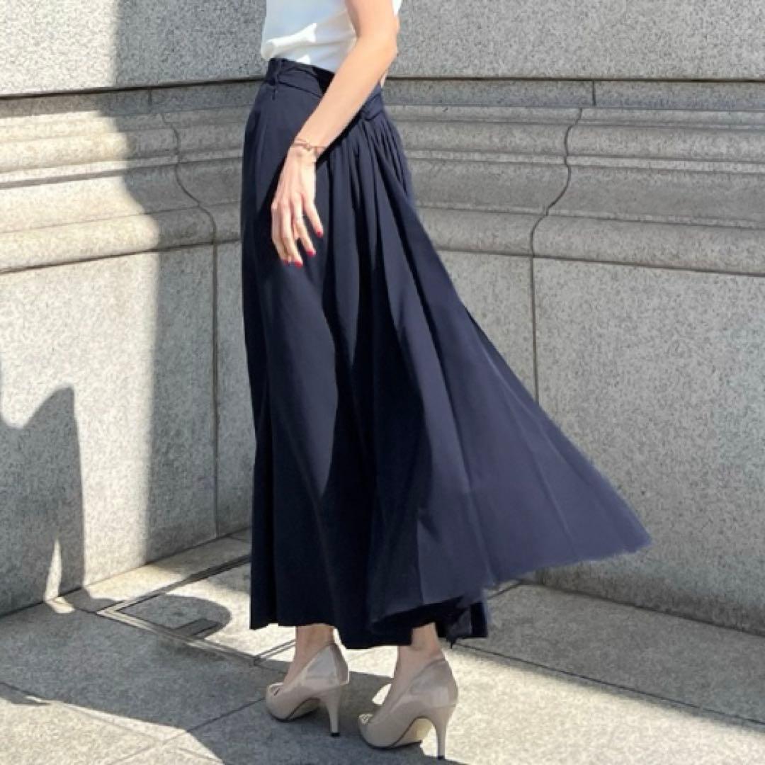 【美品】JENNE ジェンヌ バックトレーンスカート ロングスカート ネイビー
