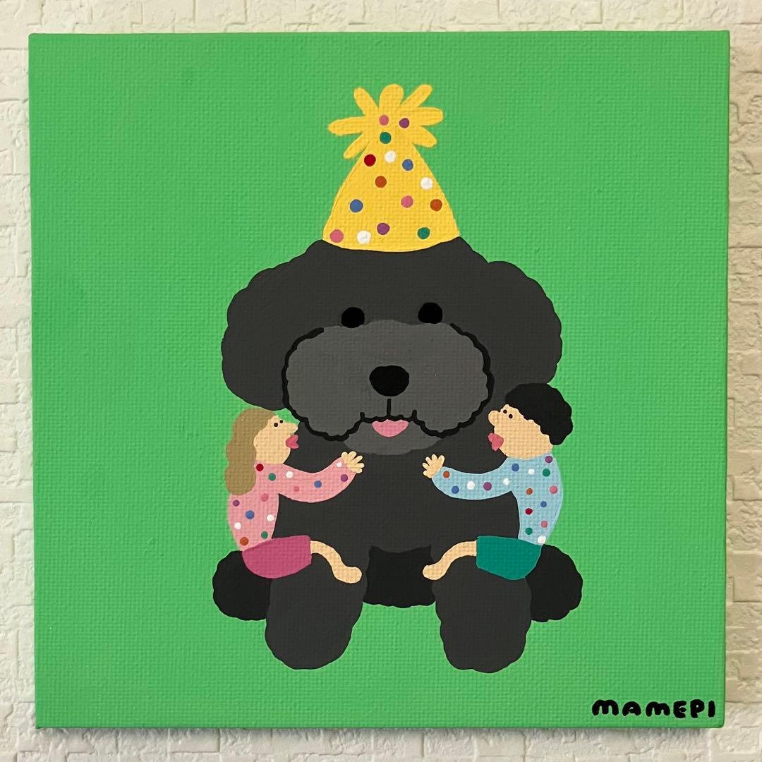 m様　2枚セット　原画【花束とトイプーちゃん】　【ぎゅっ♡】　150×150mm