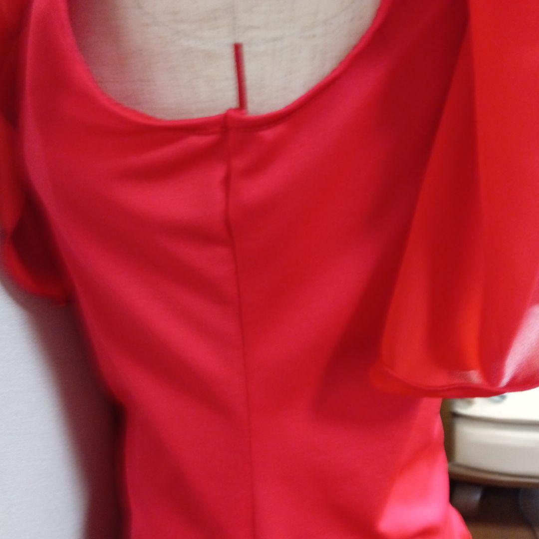 かまってちゃん ハンドメイド　社交ダンス　赤　セットアップ　　オーガンジー