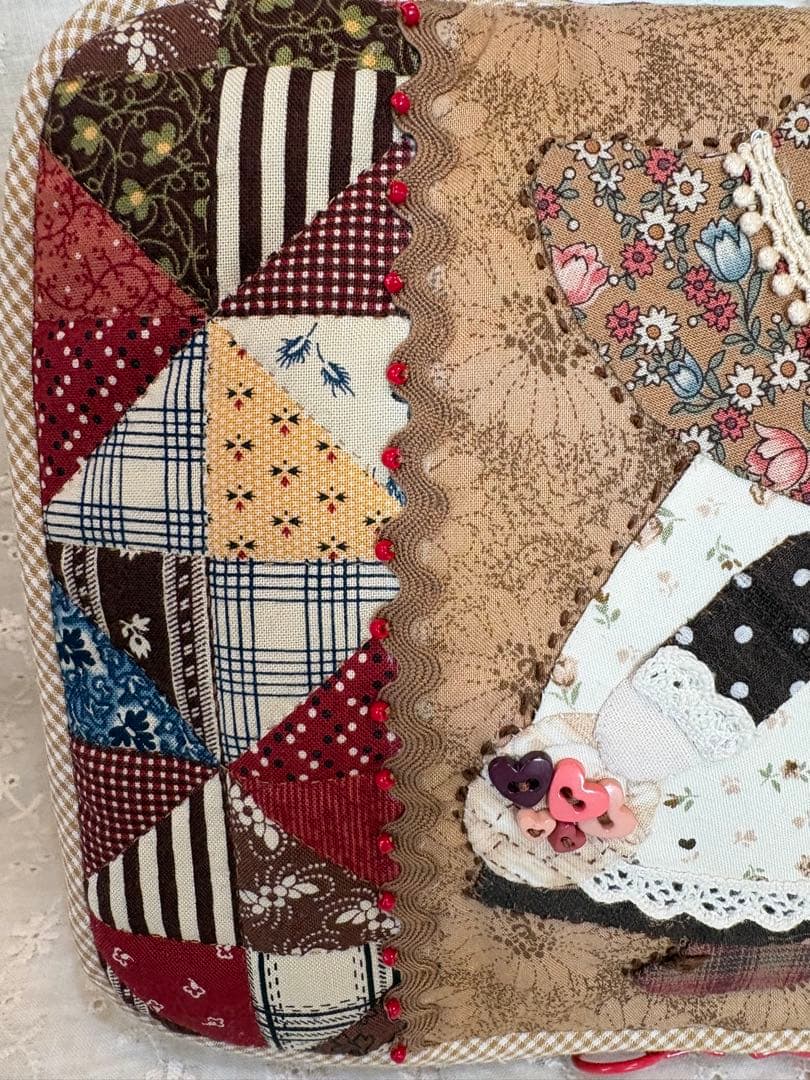 ♡ハンドメイド♡1点限り‼️ スーちゃんカントリーパッチワークBIGバニティポーチ