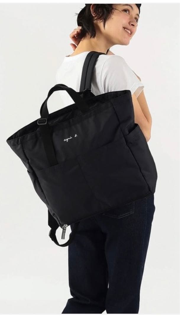 agnes b. ブラック トートバッグ リュック マザーズバッグ 極美品