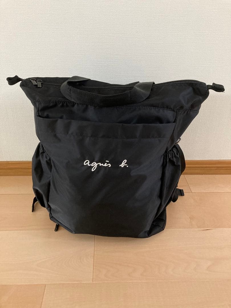 agnes b. ブラック トートバッグ リュック マザーズバッグ 極美品