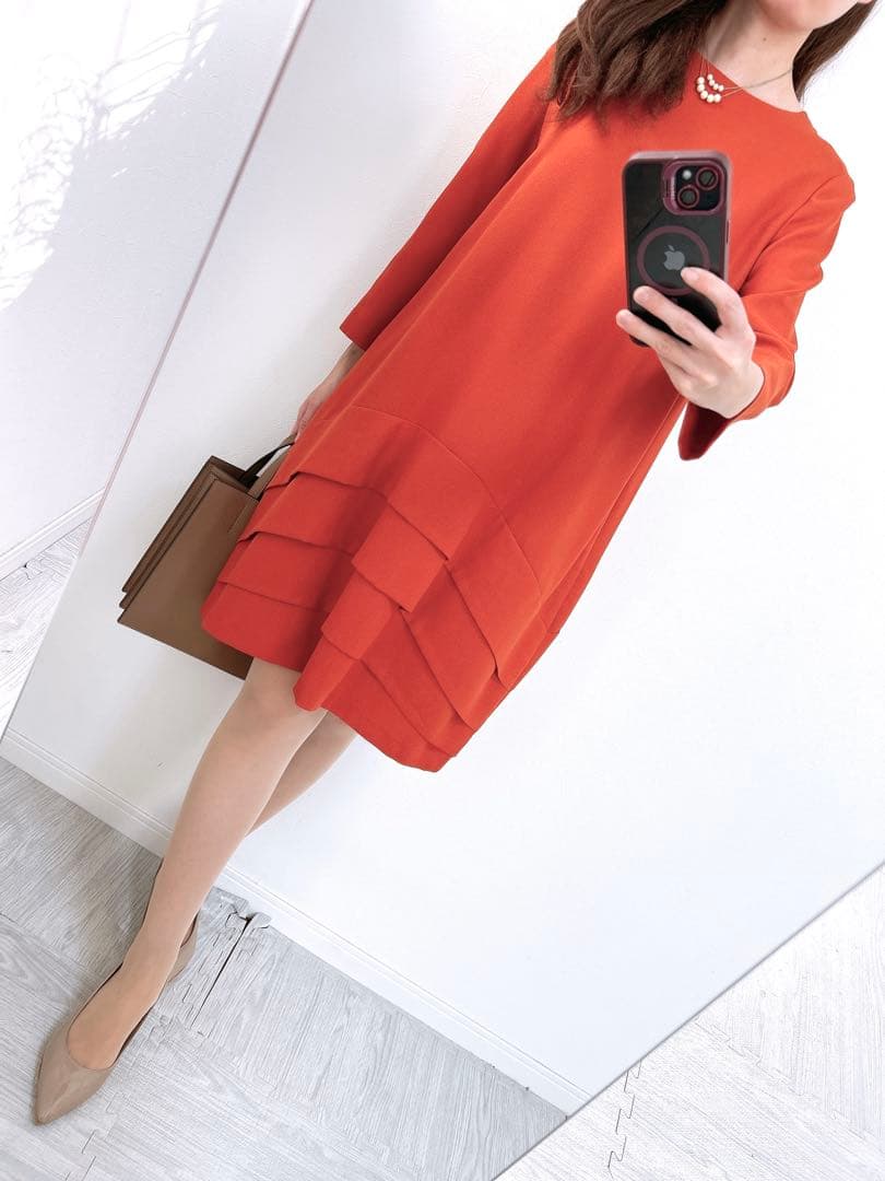 【美品✨】定価52,000円❤️アドーア✨サイズ36✨ワンピース✨日本製✨オレンジ