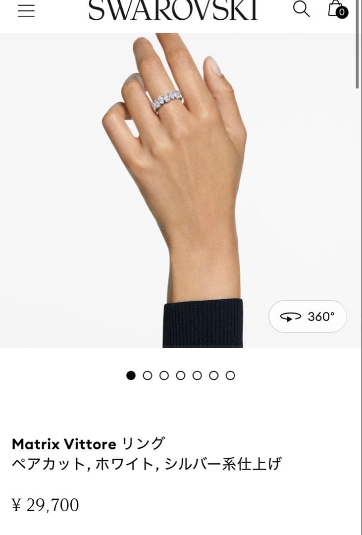 【即納】SWAROVSKI MatrixVittoreリング52 約10-11号