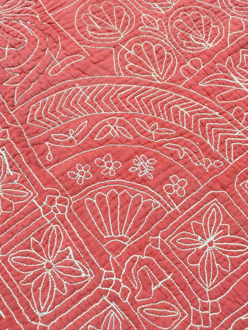 #167 ヴィンテージ ラリーキルト / カンタキルト ソファカバー /ラグ 赤